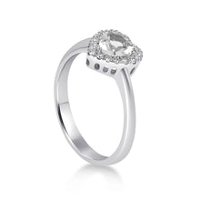Anello in oro bianco 18kt con diamanti lab grown taglio cuore e taglio brillante