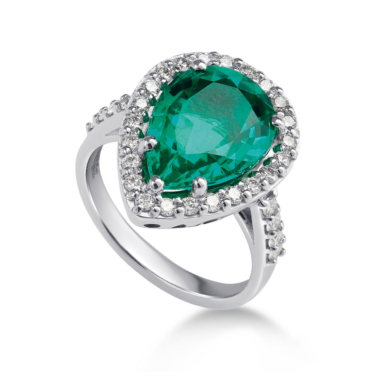 Anello in oro 18kt con Diamanti accresciuti e Smeraldo