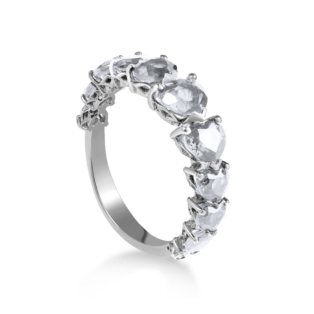 Anello in Oro bianco 18kt con Diamanti accresciuti taglio cuore