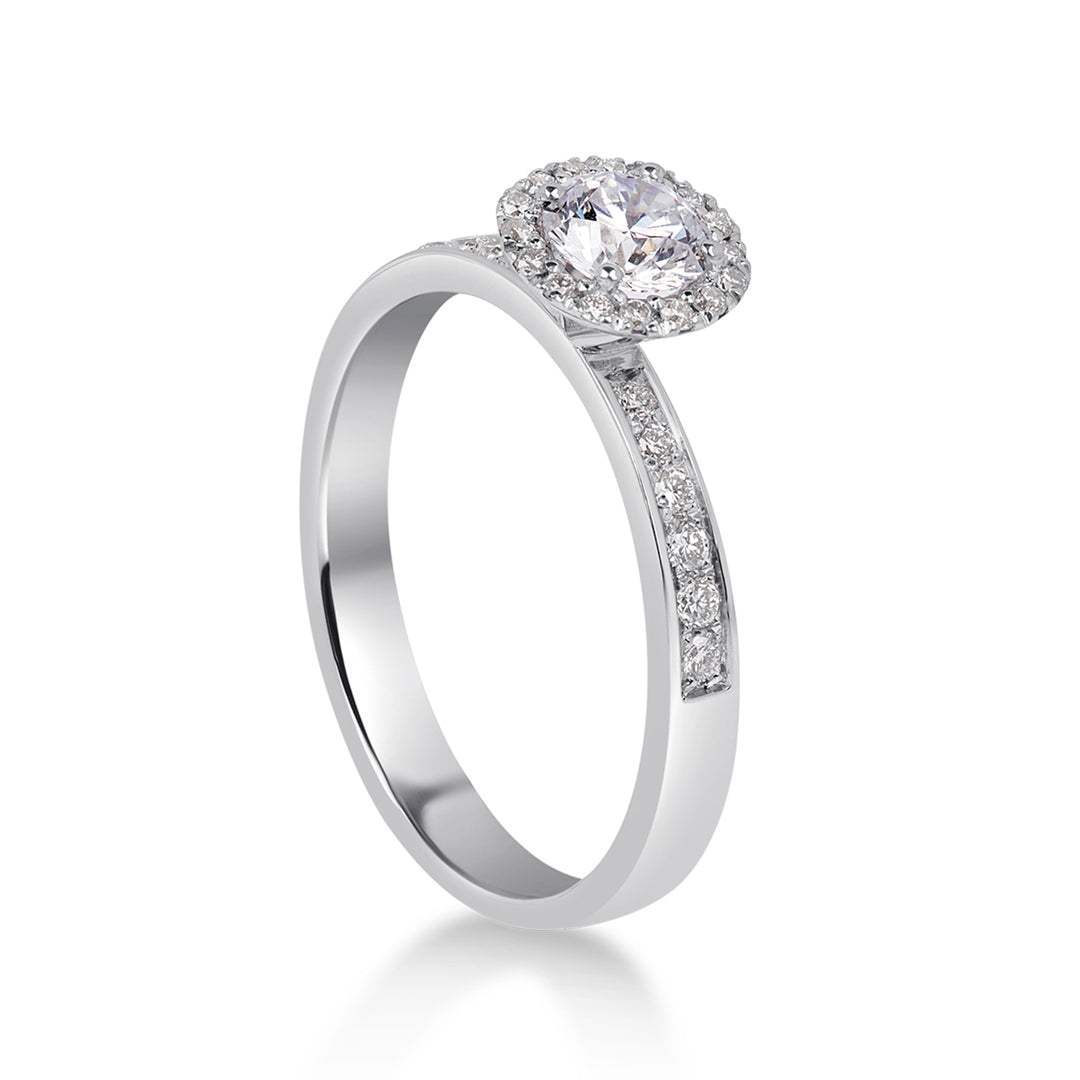 Solitario in Oro bianco 18kt con Diamanti accresciuti