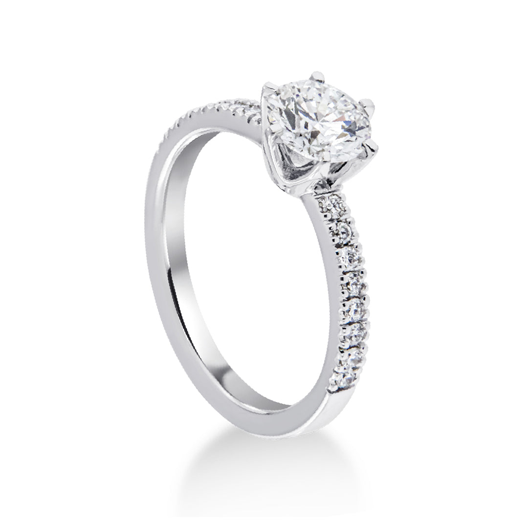 Solitario in Oro bianco 18kt con Diamanti accresciuti