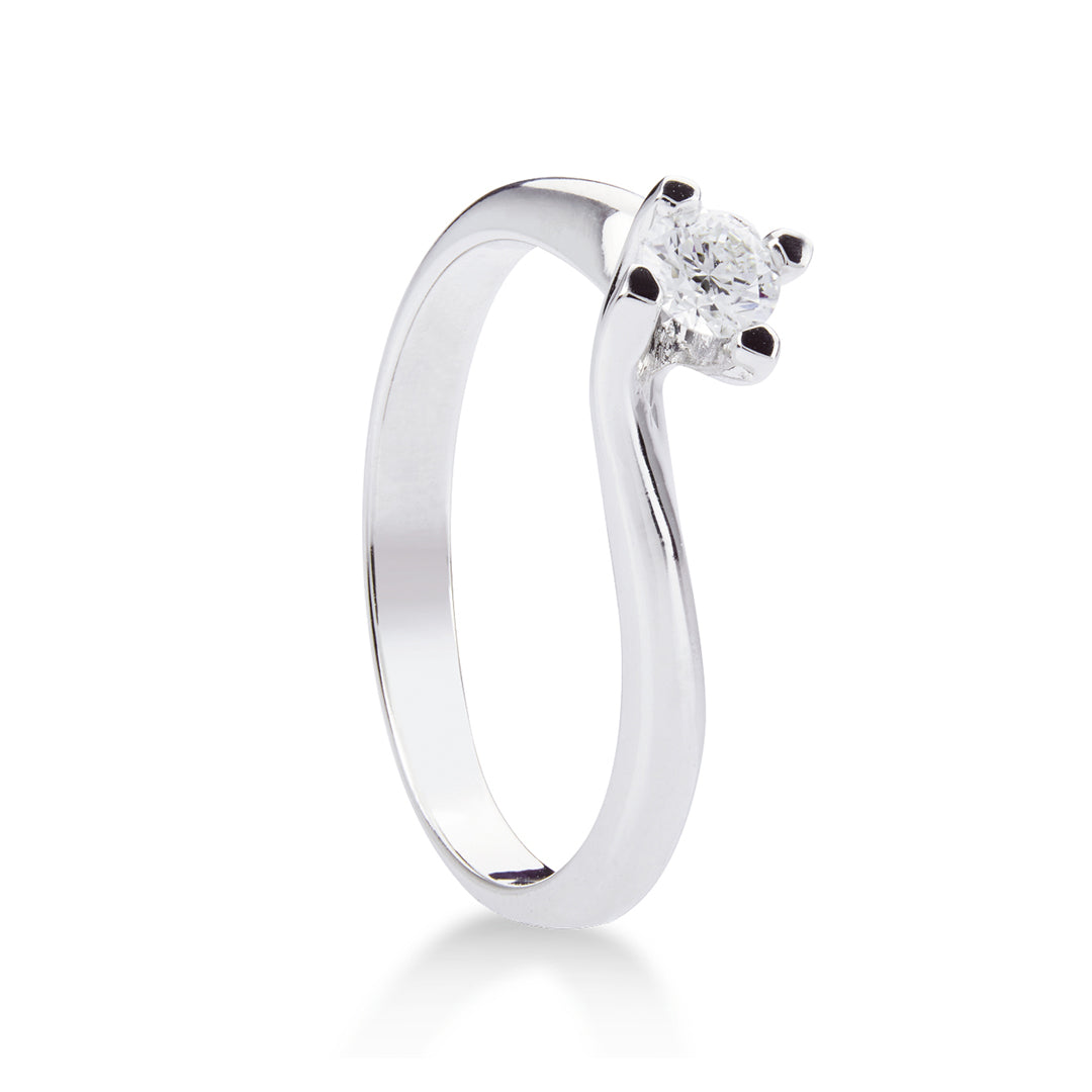 Solitario in Oro bianco 18kt con Diamante accresciuto