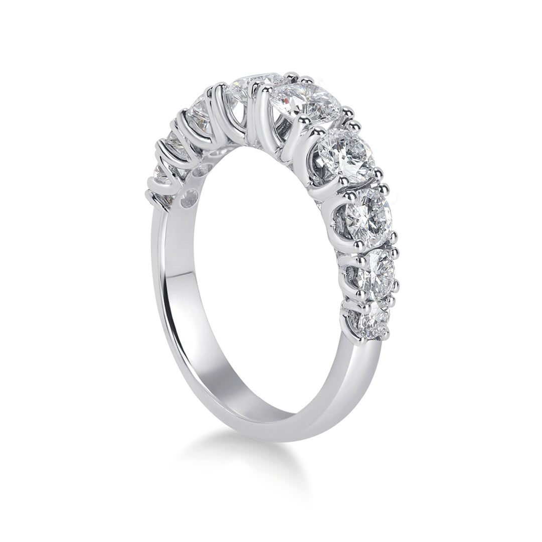 Veretta a 9 pietre a scalare in Oro bianco 18kt con Diamanti accresciuti
