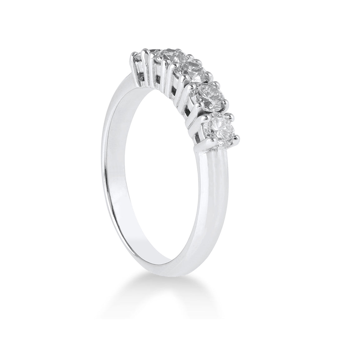 Veretta a 5 pietre in Oro bianco 18kt con Diamanti accresciuti