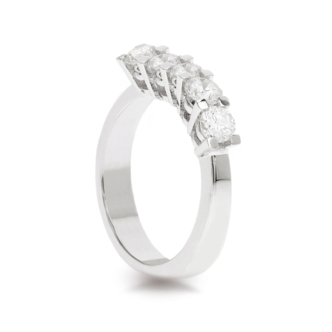Veretta a 5 pietre in Oro bianco 18kt con Diamanti accresciuti