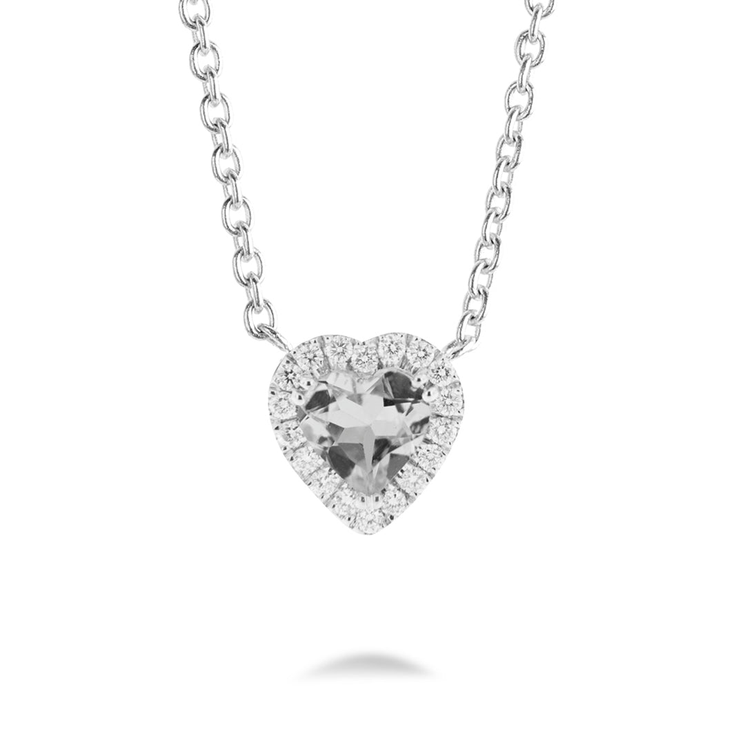 Collana in Oro bianco 18kt con Diamanti accresciuti taglio cuore e taglio brillante