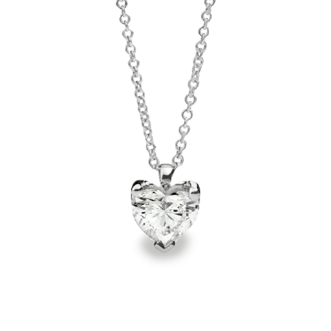 Collana in Oro bianco 18kt con Diamante accresciuto taglio cuore