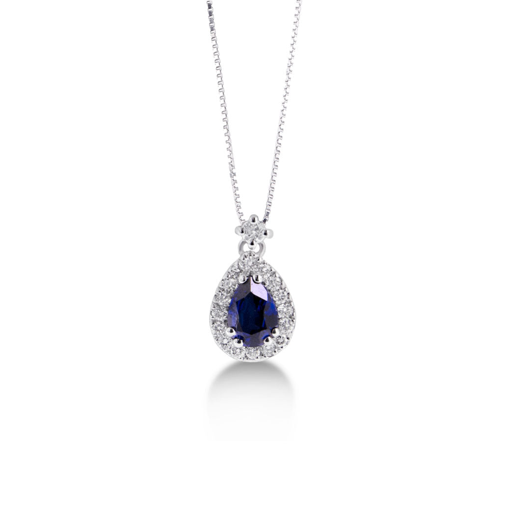 Collana in oro 18kt con diamanti accresciuti e zaffiro