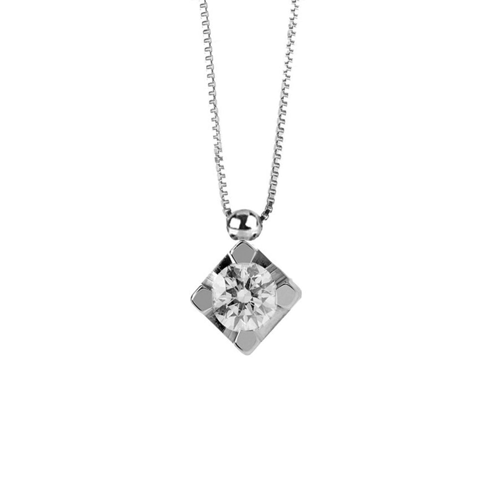 Collana rombo in Oro bianco 18kt con Diamante accresciuto