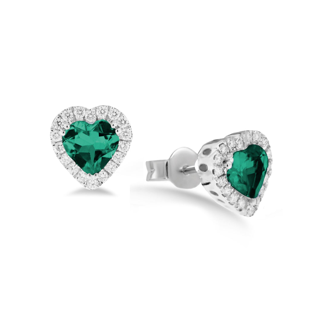 Orecchini in oro 18kt con diamanti accresciuti e smeraldi
